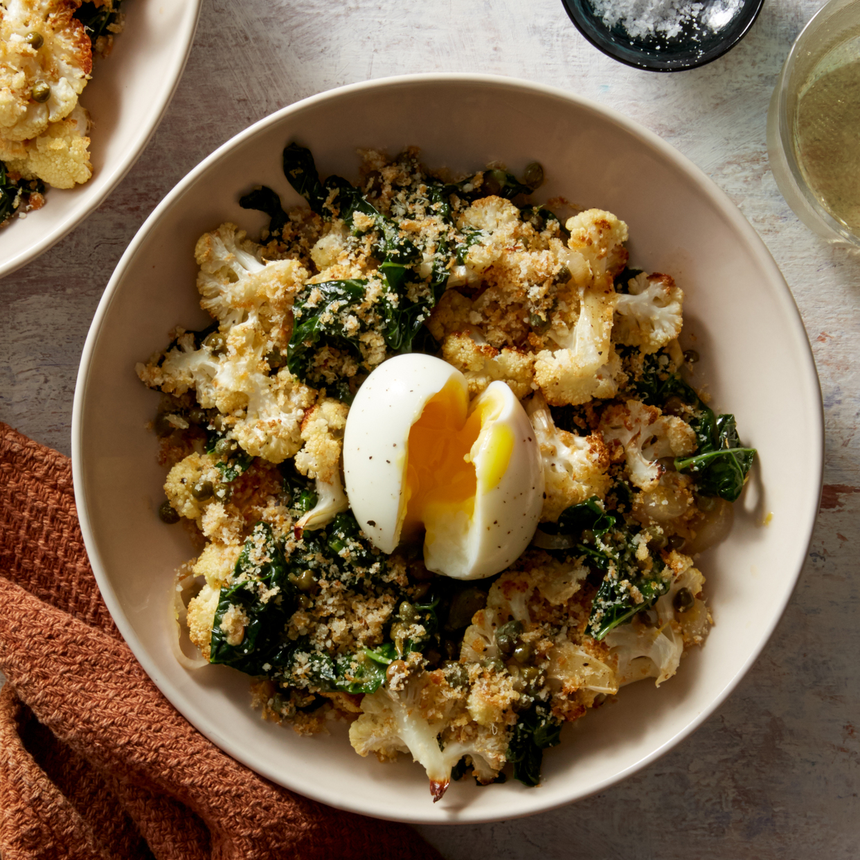 Roasted Cauliflower Salad with Caper Brown Butter & Parmesan Breadcrumbs