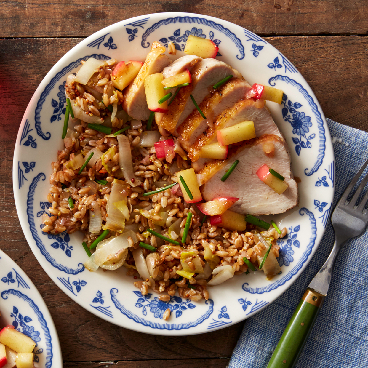Roasted Turkey Breast & Farro-Endive Salad with Brown Butter Apple Compote