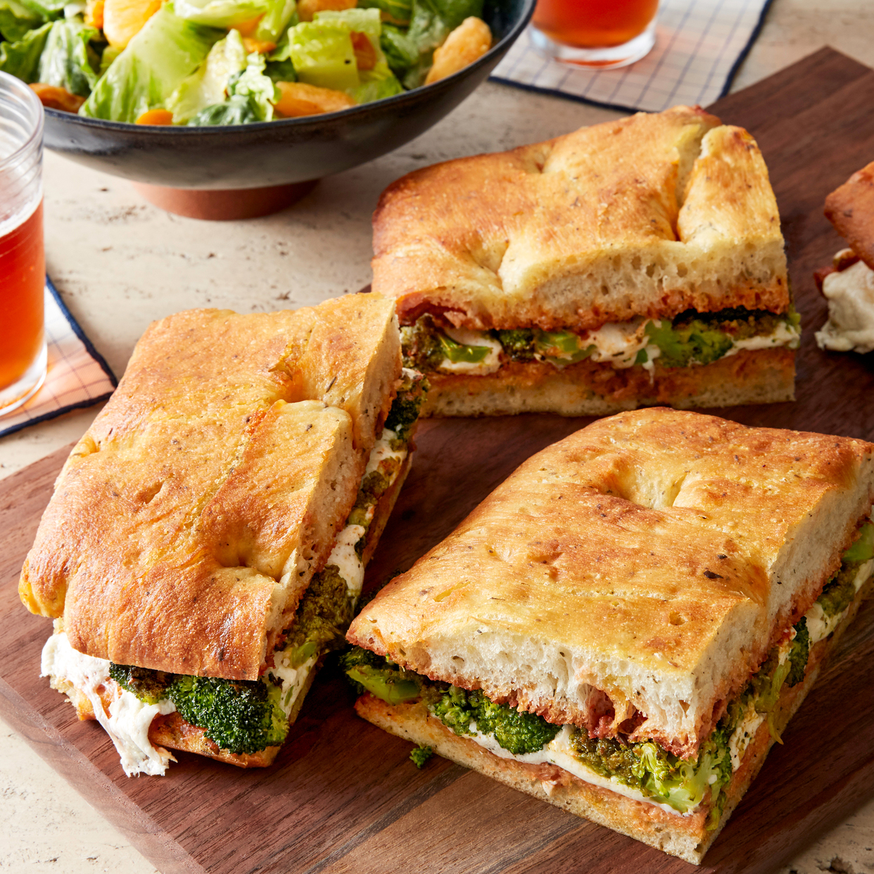 Broccoli & Basil Pesto Sandwiches with Romaine & Citrus Salad
