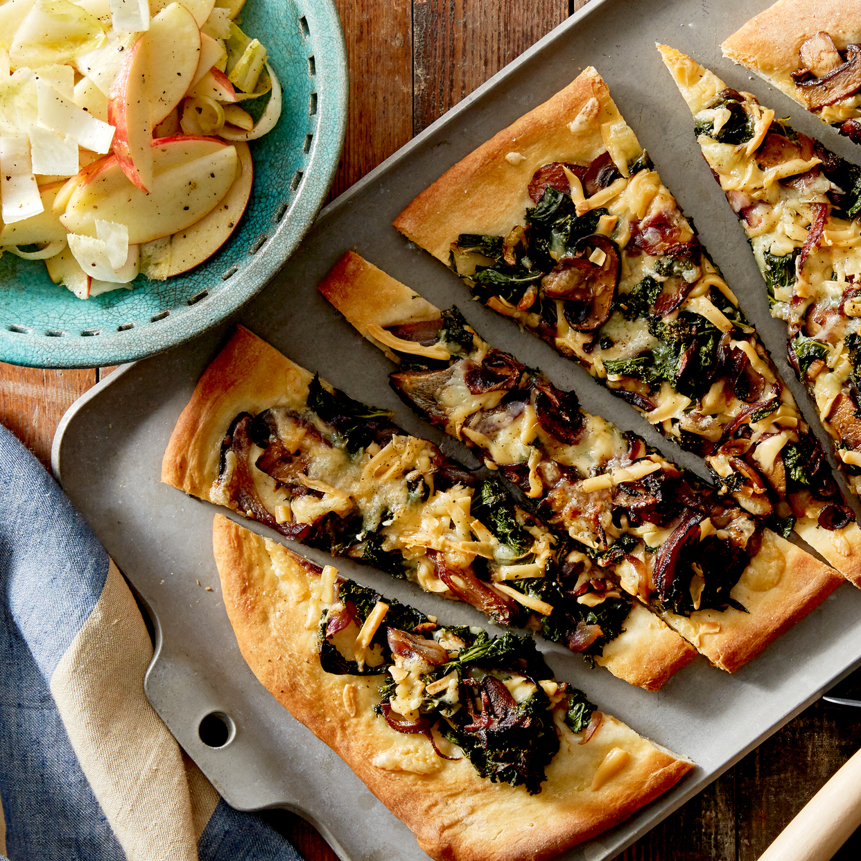 Smoked Gouda & Mushroom Flatbread with Endive & Apple Salad