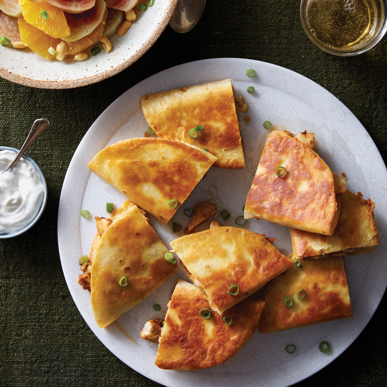 Spicy Chicken Quesadillas with Beet & Orange Salad