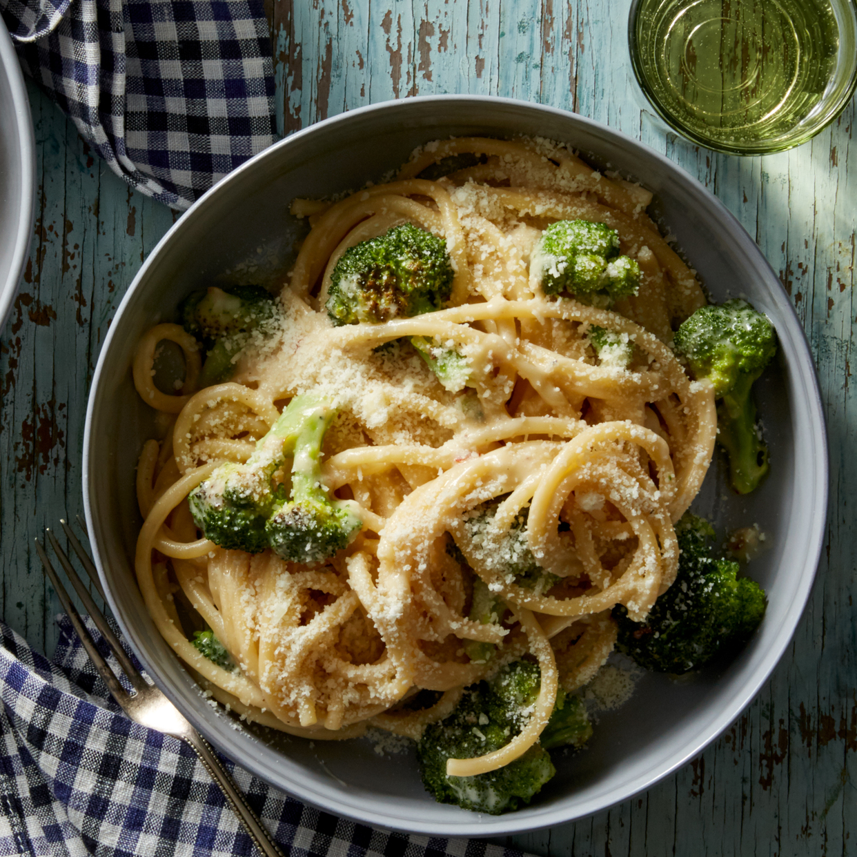 Bucatini Alfredo with Broccoli