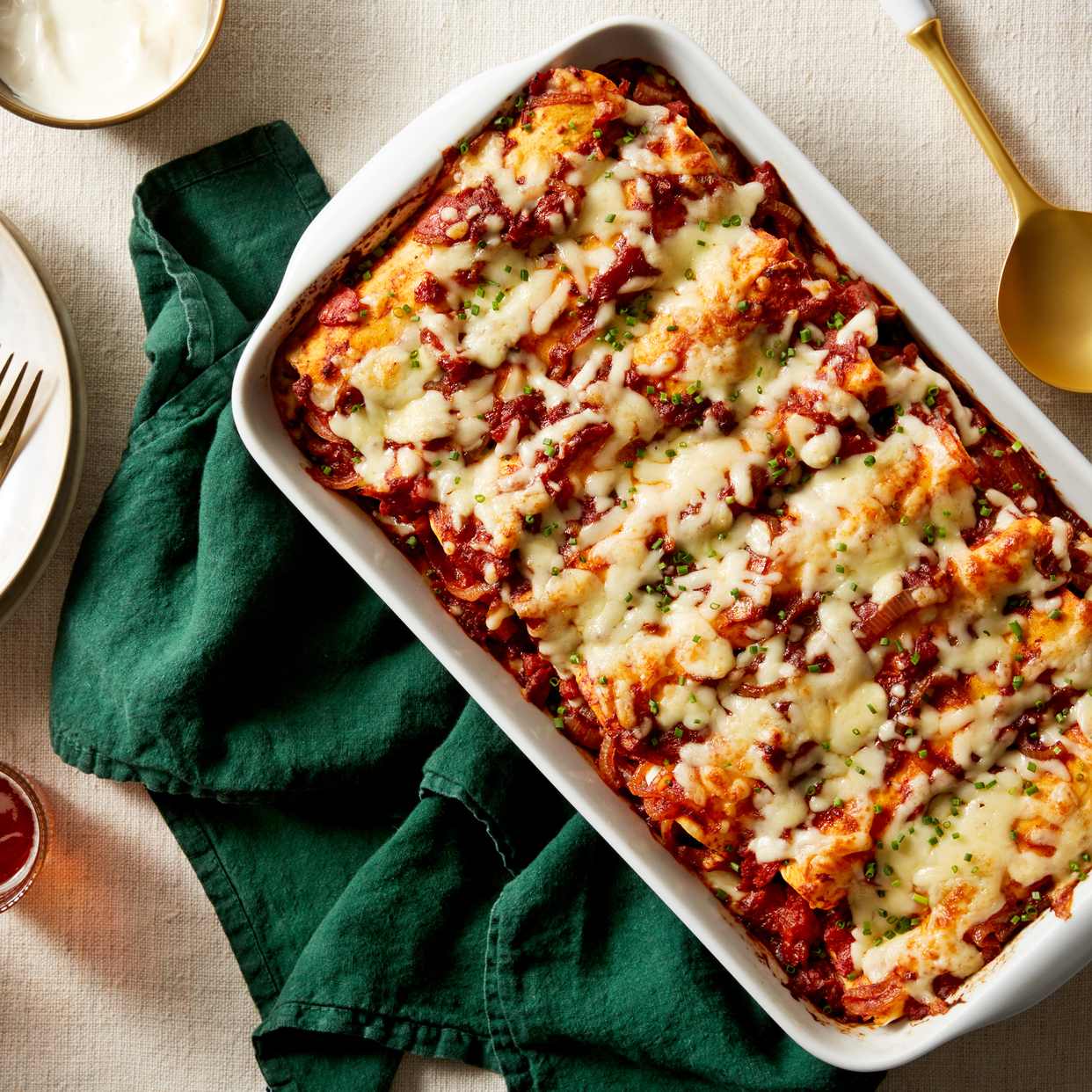 Cheesy Enchiladas Rojas with Mushrooms & Kale